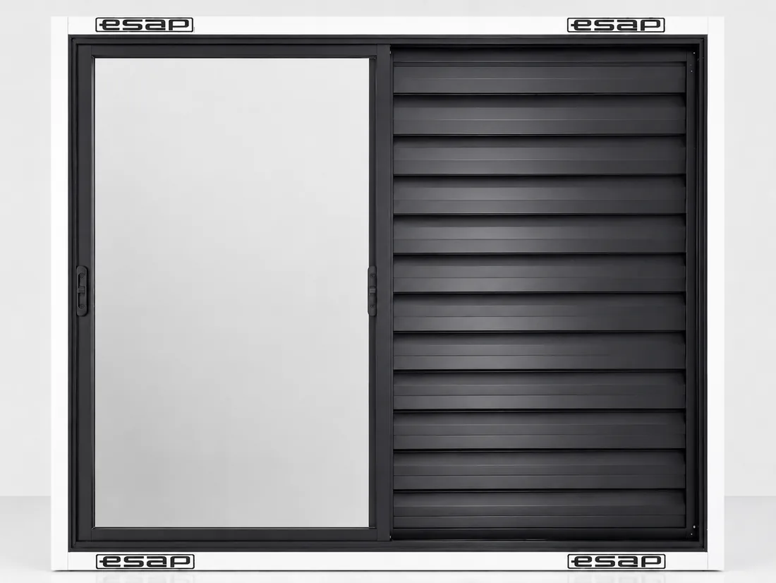 Janela 3 Folhas Veneziana — Preto